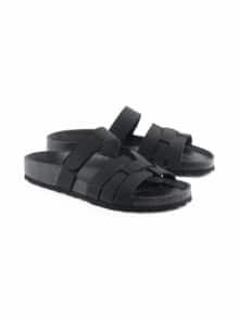 Klett-Pantolette Korkfußbett Schwarz
