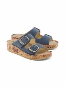 Riemen-Pantolette Memory Blau