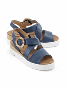 Hallux-Klettsandale Keilabsatz Blau