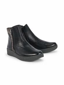 Hallux-Hirschleder-Stiefelette Schwarz-Leo