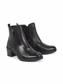 Hallux-Absatz-Stiefelette Kroko Schwarz