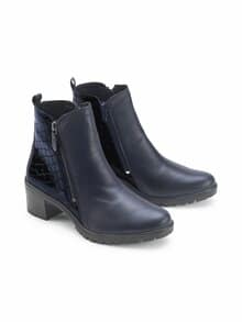 Hallux-Absatz-Stiefelette Kroko Blau