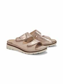 Fidelio-Hallux Klettpantolette Beige glänzend