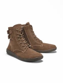 Schnürstiefelette-Naturform Dunkelbeige