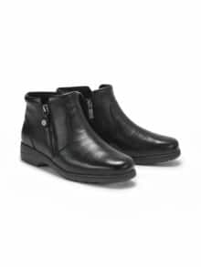 Doppel-Reißverschluss Stiefelette Schwarz