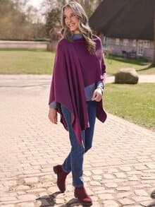 Strick Cape gerippt Beere
