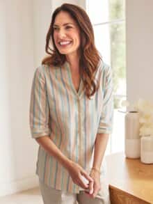 Kelchkragen-Bluse Pink-Multi