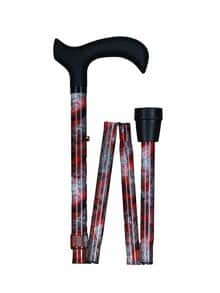 Gastrock Alu-Spazierstock Faltbar Rot gemustert