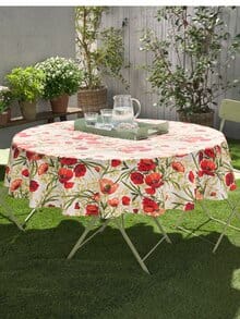 Sander Tischdecke Rund Abwaschbar Rot-Natur