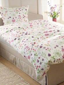 Tropical-Bettwäsche-Set 1000 Poren Weiß geblümt