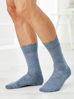 Lammwoll-Socken 2 Paar Jeansblau Detail 1
