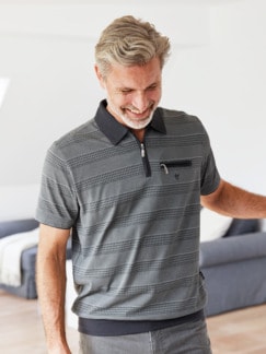 Strick-Poloshirt Anthrazit Detail 1