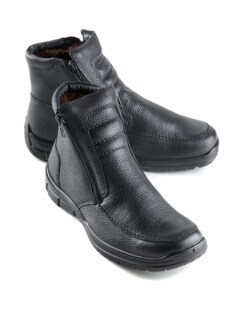 Lammfell-Reißverschluss-Stiefel Schwarz Detail 1