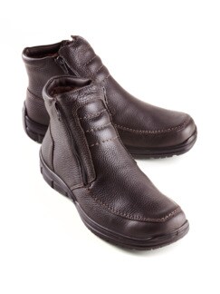 Lammfell-Reißverschluss-Stiefel Braun Detail 1