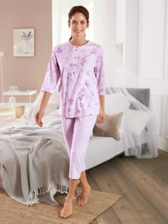 Baumwoll-Schlafanzug Blütendessin