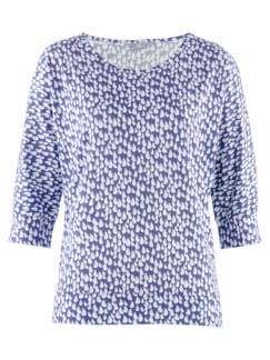 Baumwoll-Modal-Shirt Softness Blau bedruckt Detail 1
