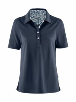 Baumwoll-Poloshirt Liberty Kragen Marine Detail 1