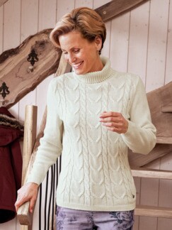 Rollkragen-Pullover Zopfmuster Rollkragen-Pullover Zopfmuster