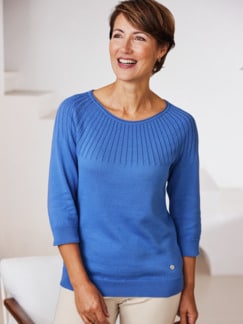 Ripp-Pullover Baumwolle Blau Detail 1