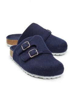 Wollfilz-Clog Naturform Blau Detail 1