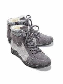 Reißverschluss-Bootie Extrawarm Grau metallic Detail 1