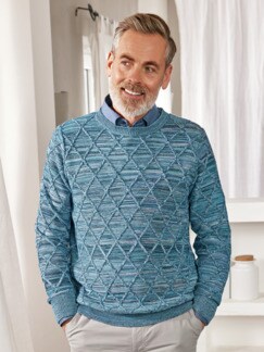 Baumwoll-Pullover Jacquard Blau Detail 1