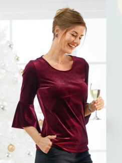 Aloe vera-Samtshirt Trompetenärmel Aloe vera-Samtshirt Trompetenärmel