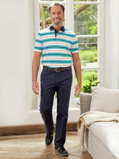 Kurzarm-Poloshirt Streifen Grün gestreift