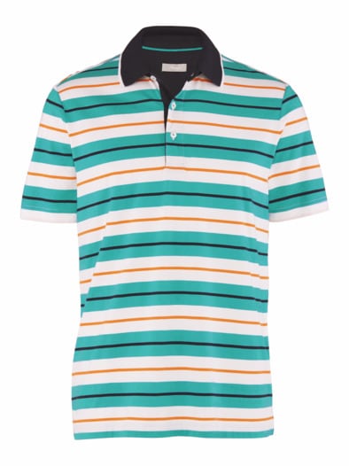 Kurzarm-Poloshirt Streifen Grün gestreift
