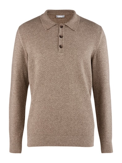 Polo-Pullover Wollstruktur Beige
