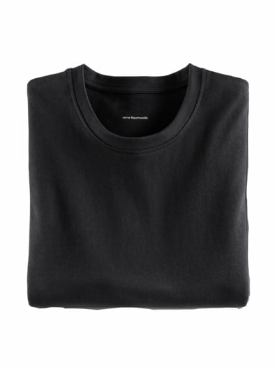 Halbarm-Shirt Baumwolle Schwarz