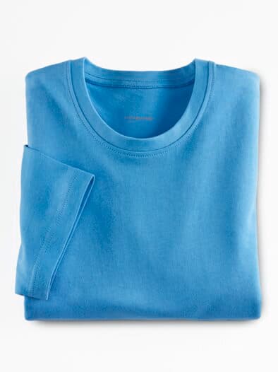 Halbarm-Shirt Baumwolle Mittelblau