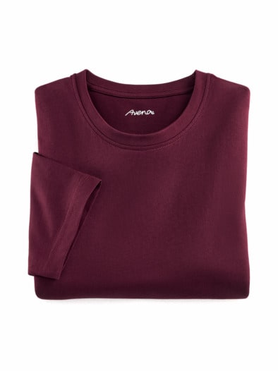 Halbarm-Shirt Baumwolle Burgund