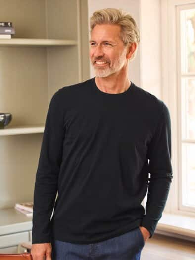 Langarm-Shirt Baumwolle Schwarz