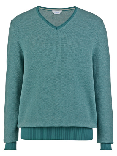 Struktur-Pullover Pima-Baumwolle Petrol