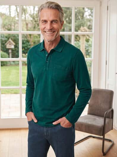 Langarm Polo Pima Cotton Dunkelgrün