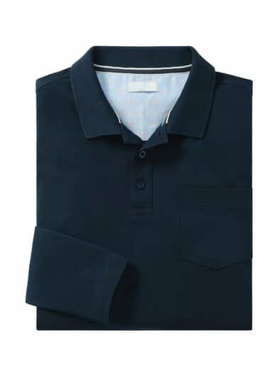 Langarm Polo Pima Cotton Marine