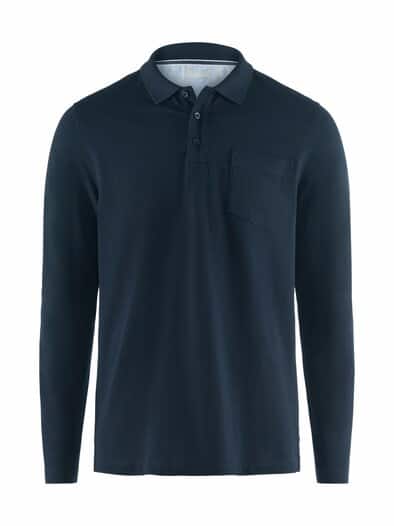 Langarm Polo Pima Cotton Marine