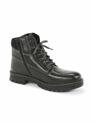 RV-Schnür Bootie Lammfell Schwarz