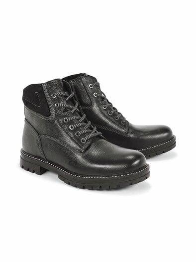 RV-Schnür Bootie Lammfell Schwarz