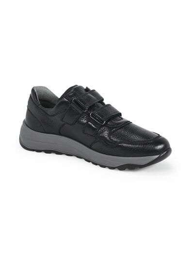 Waldläufer-Hirschleder Klettschuh Schwarz