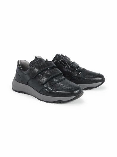 Waldläufer-Hirschleder Klettschuh Schwarz