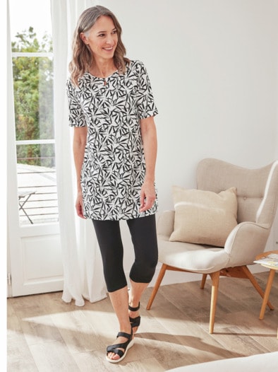 3/4 Stretch-Leggings Schwarz