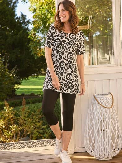 3/4 Stretch-Leggings Schwarz