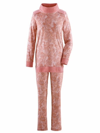 Schlafanzug Thermowärme Rose bedruckt