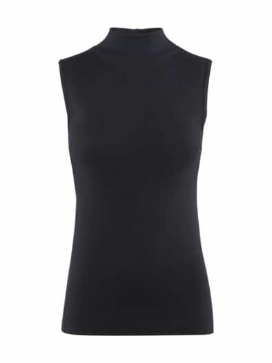 Bio-Baumwoll-Unterhemden Stehkragen Schwarz