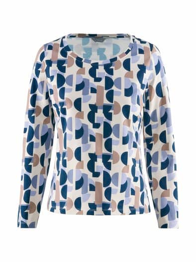 Komfort-Langarmshirt Allover-Muster Blau