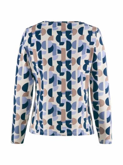 Komfort-Langarmshirt Allover-Muster Blau