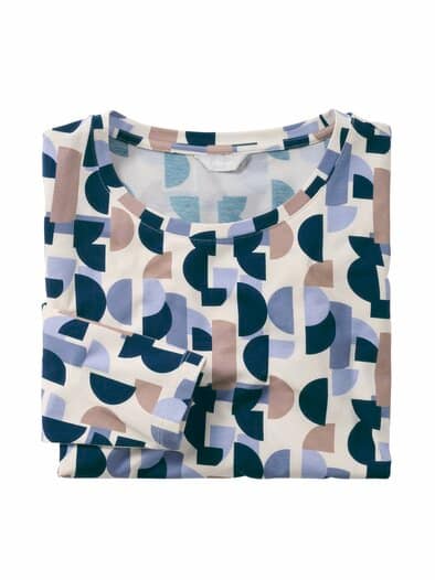 Komfort-Langarmshirt Allover-Muster Blau