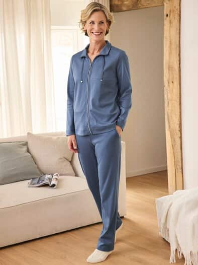Homewear Anzug Jaquardmuster Eisblau